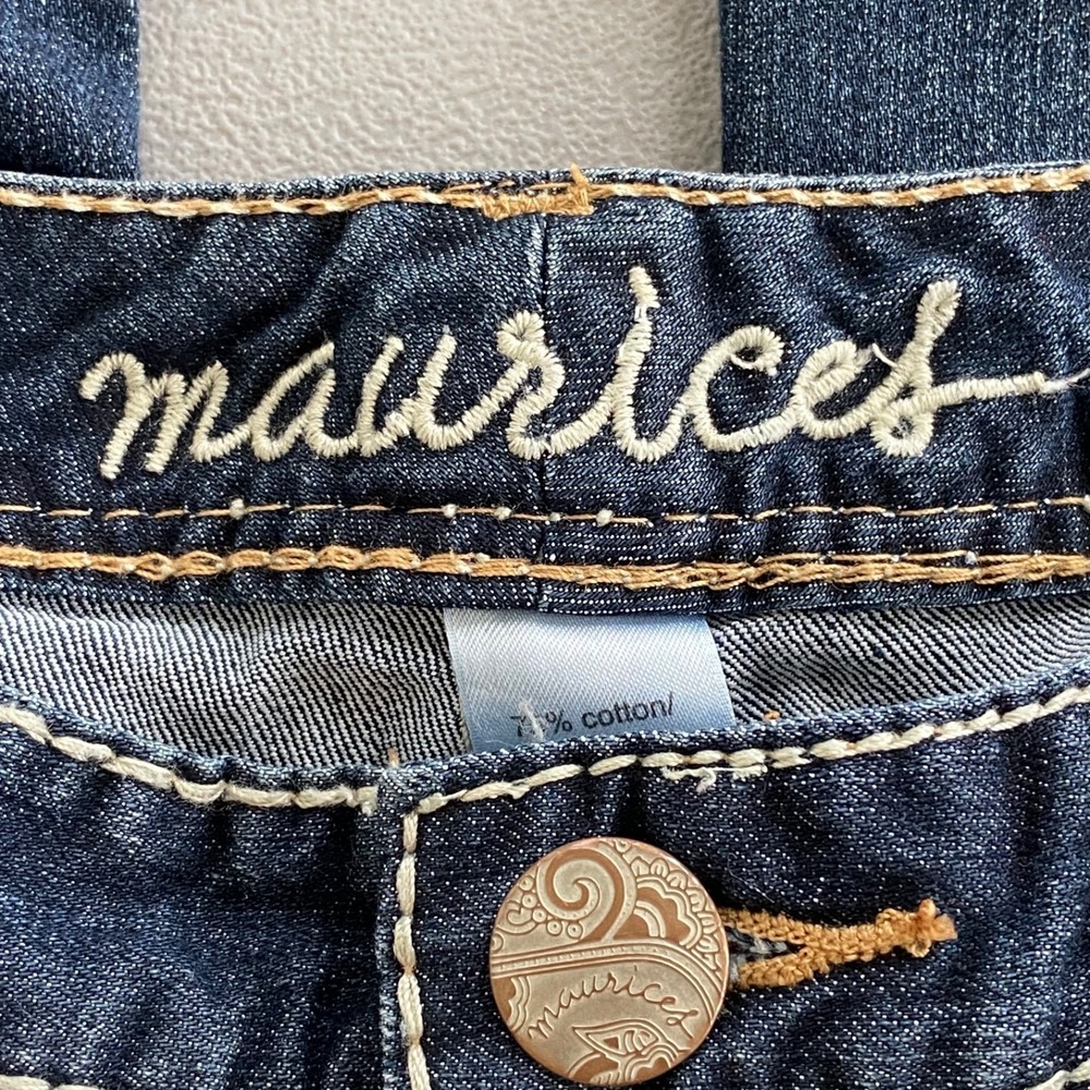Maurices Womens Y2K Straight Leg Jeans Size 3/4 Short Dark Wash Low Rise Stretch - Picture 6 of 12